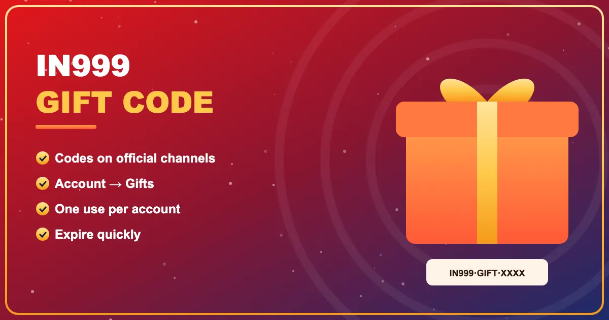 IN999 gift code redeem box